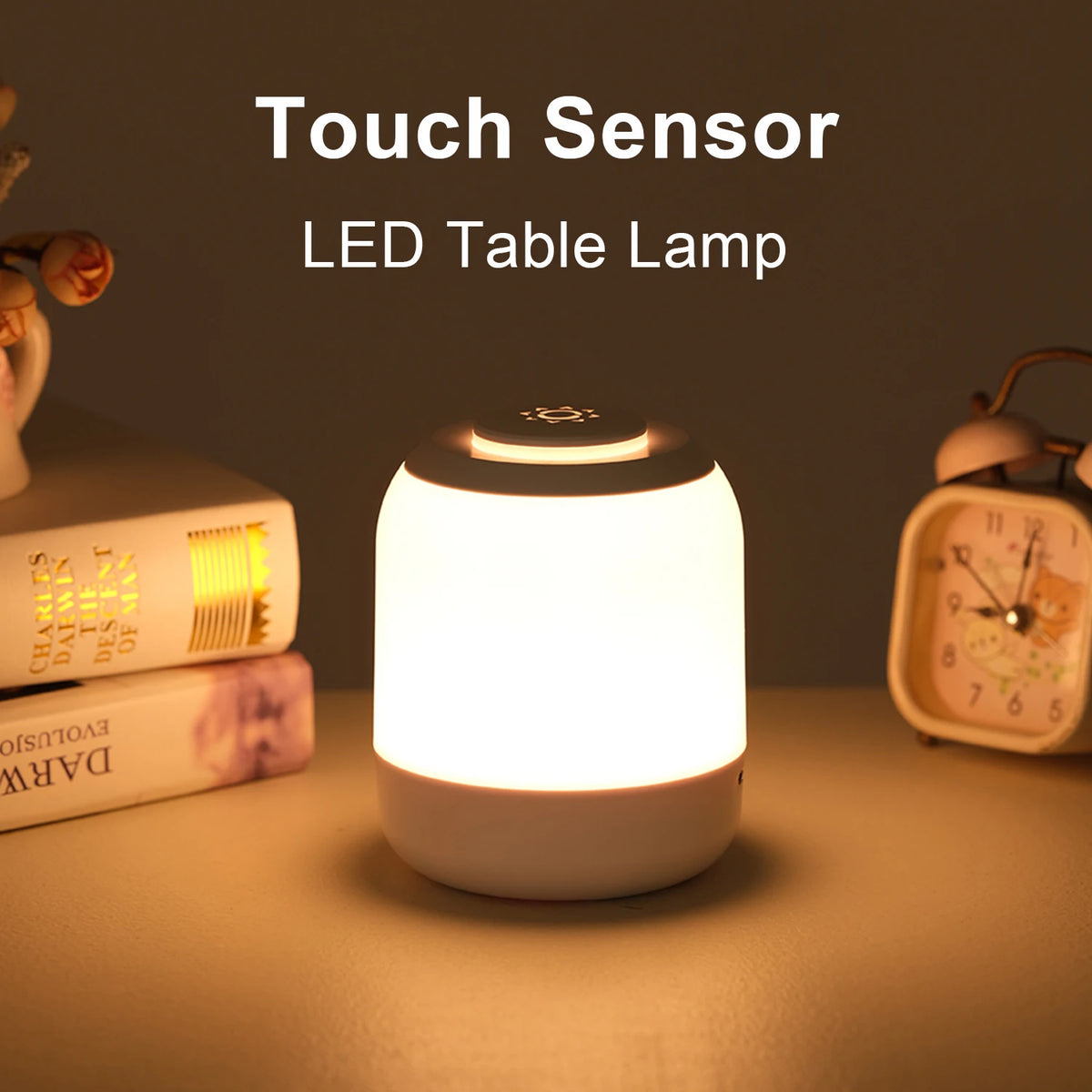 lampe table rechargeable usb led blanc gris tactile moderne sans fil urgence chambre bébé