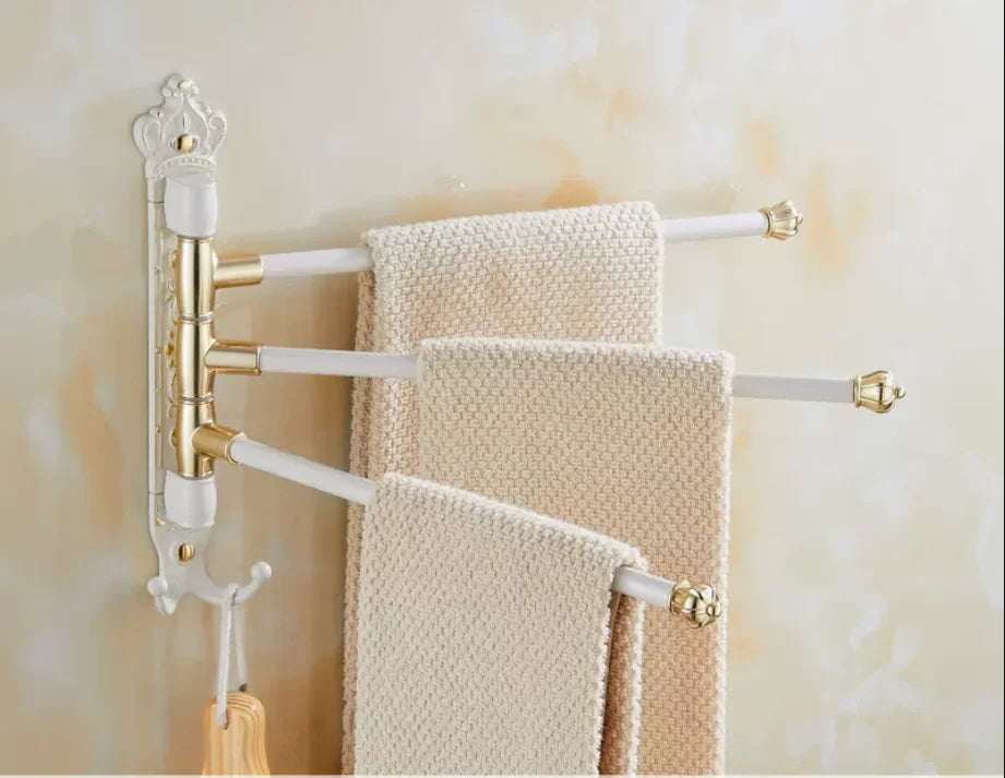 porte serviettes pivotant bronze antique ornements dorés classique vintage mural serviettes fixations visibles