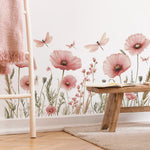autocollants muraux fleurs roses dragonflies feuilles décoration murale intérieure pvc autoadhésifs naturel pastoral 54cm
