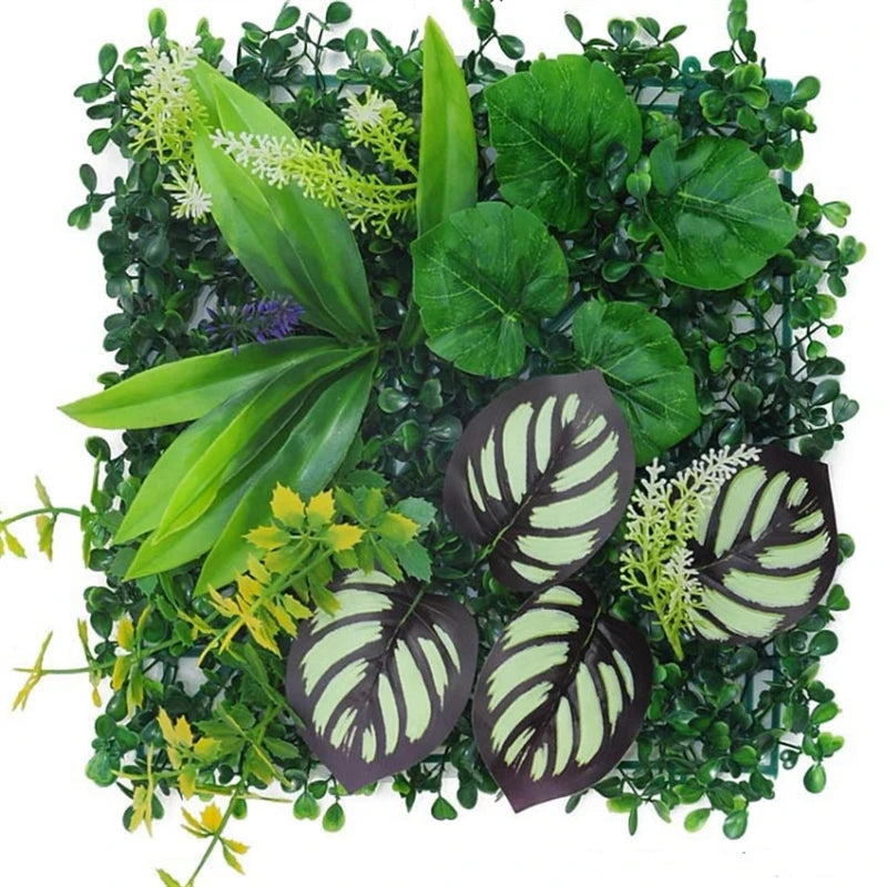 panneau mural plantes artificielles herbe verte fleurs blanches décoration jardin extérieur mur extérieur décoratif