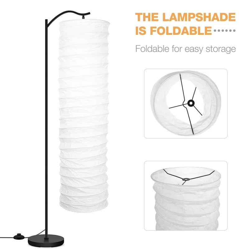 lampe sol moderne abat jour blanc rayures horizontales opacité base noire câble électrique 22cm