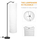 lampe sol moderne abat jour blanc rayures horizontales opacité base noire câble électrique 22cm