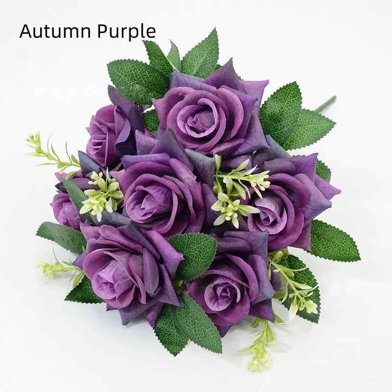 bouquet roses artificielles violet rose orange blanc moderne exposition extérieur soie