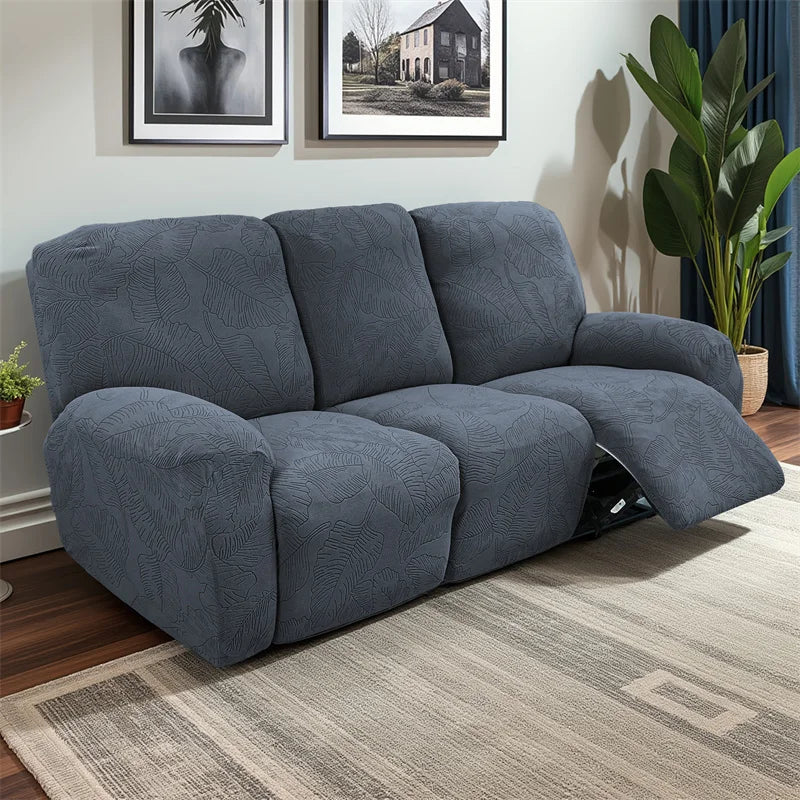 Housse canapé inclinable places vert olive imprimé feuilles moderne adhésif Jacquard polyestère