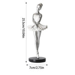 statue danseuse robe ballet posture classique or argent blanc moderne base plate