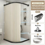 rideau douche pliable polyester plissé gris beige moderne opale variable ball hooks aimant sangle