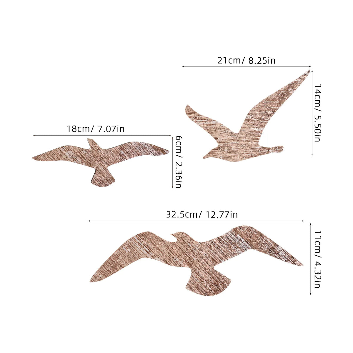 décoration murale oiseaux vol marron clair bois naturel silhouette simplifiée adhésif nautique maison côtier