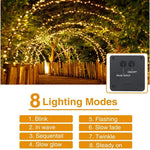 Détail des ampoules LED et du fil de cuivre de la guirlande