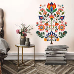 autocollants muraux floraux traditionnels multicolores résistants l'eau chambre salon pièces humides
