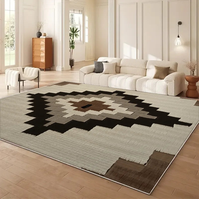 tapis sol moderne motif géométrique patchwork ethnique salon chambre maison facile entretien
