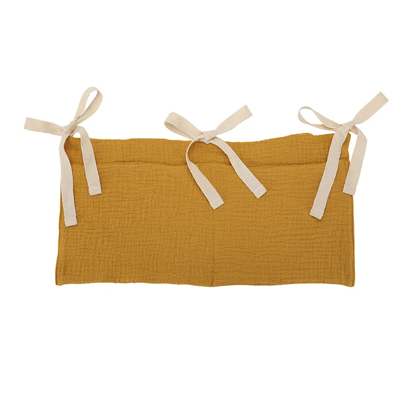 sac rangement lit bébé toile coton beige rose gris jaune simple rustique