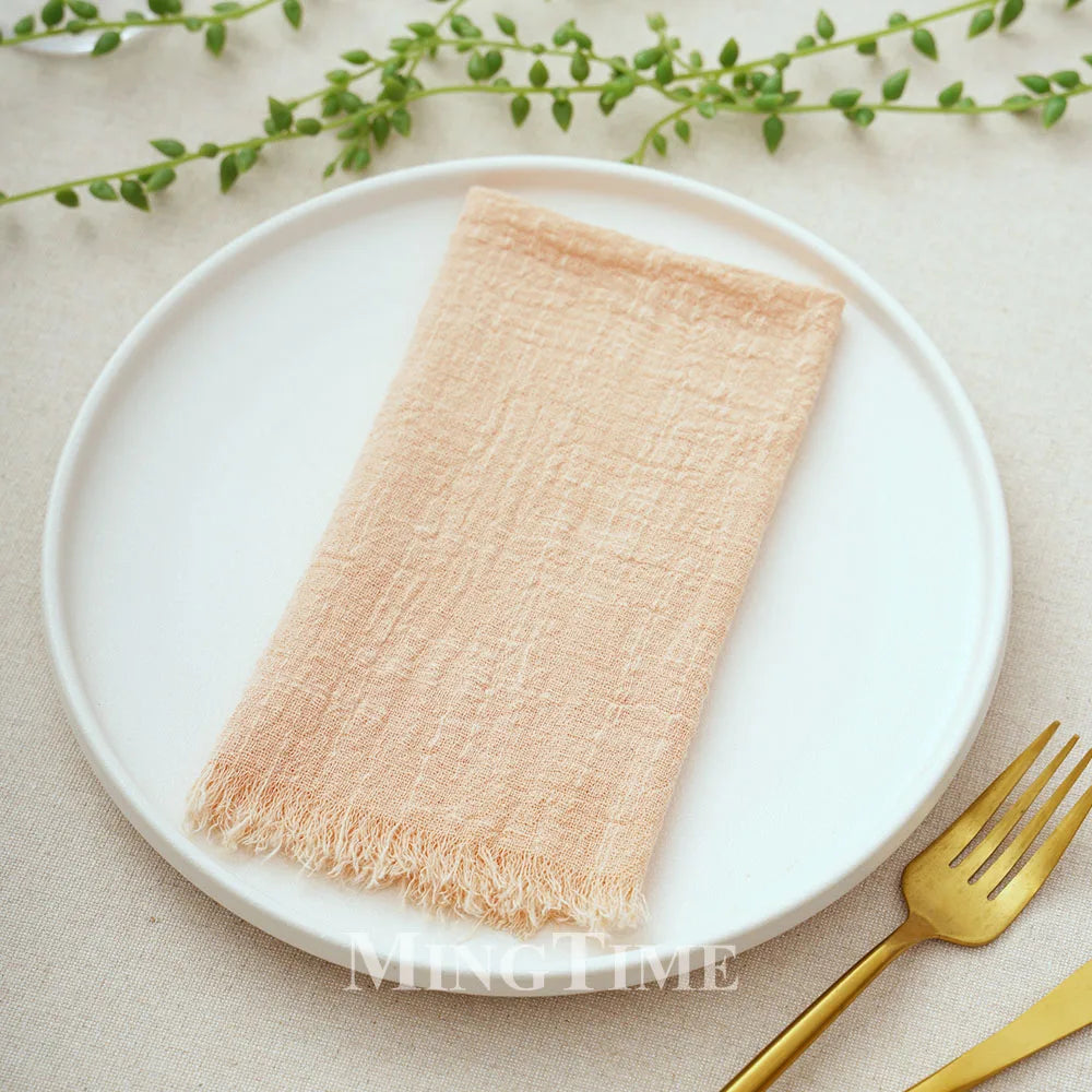 lot 10 serviettes table coton jaune texture rugueuse moderne maison