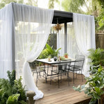 rideau anti insectes extérieur panneaux polyester blanc transparent jardin bohème decorationextérieur