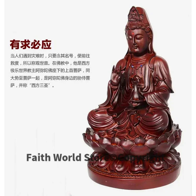 statue bouddha resine marron lotus traditionnel decor maison boudhiste 36cm entrée hall benediction chance
