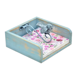 support serviettes bois naturel imprimé floral serviettes imprimées oiseau doré vintage rustique