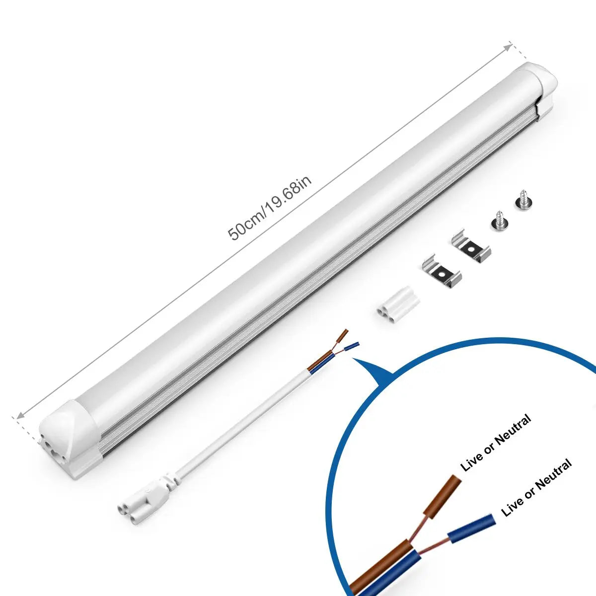 tube led blanc haute luminosité 2000lm aluminium moderne clips fixations