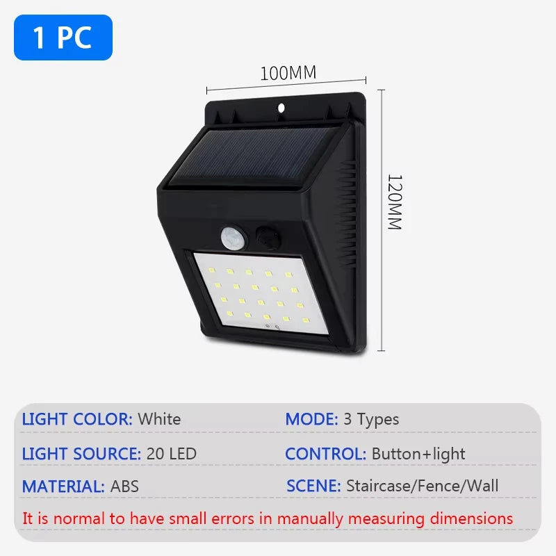 lampe solaire murale moderne 20led noir mat capteur mouvement pir ip65