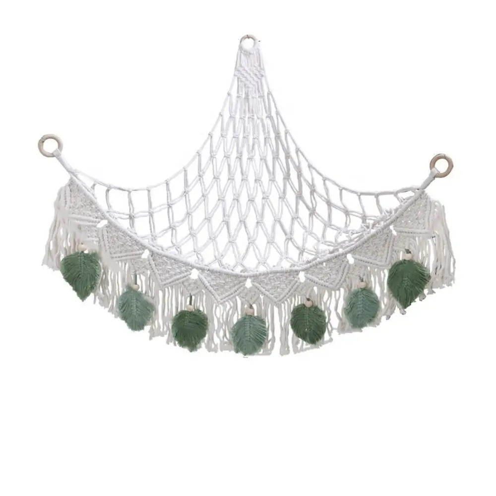 filet tressé boho blanc suspendu angle grande capacité opacité artisanal anneau métallique réutilisable chambre