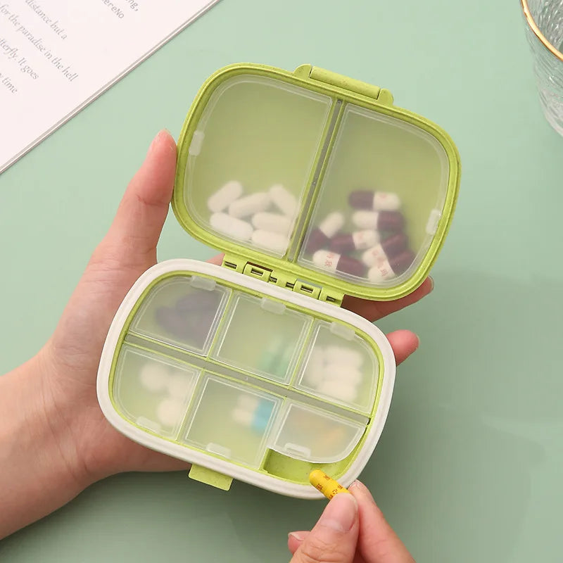 boîte pilules moderne portable compartiments repas jour rangement tablettes plastique mat vert rose bleu