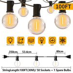 guirlande lumineuse vintage blanc chaud transparent 30m 50 ampoules e12 clips