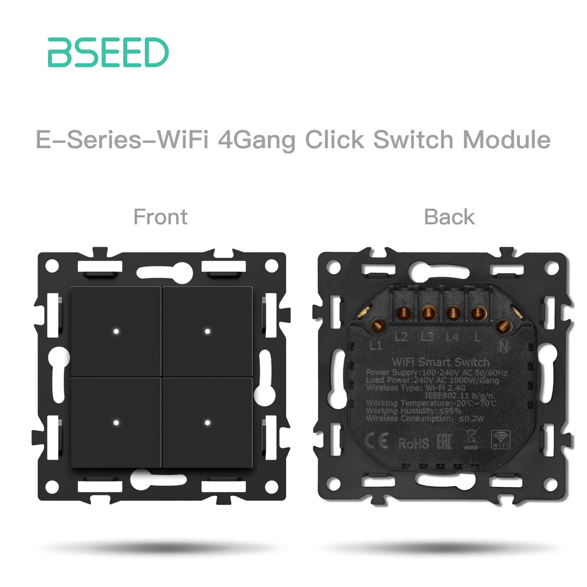 interrupteur électrique intelligent wifi noir moderne affichage led connecteurs usb