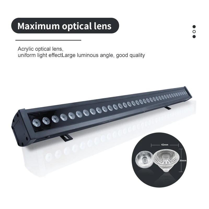 lampe murale noire moderne effet scène rgb led 36v dmx contrôle affichage professionnel