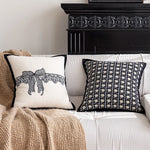 taies d'oreillers élégantes polyester chenille motif dentelle 45x45cm blanc noir decoration maison hospitalière