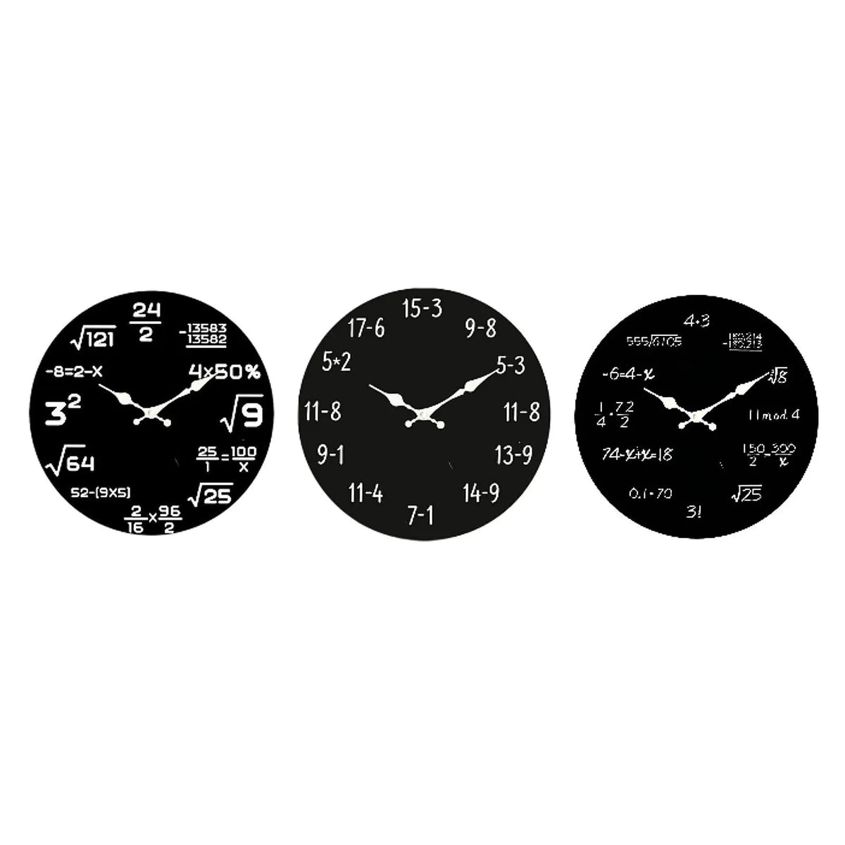 horloge murale mathématiques équations aiguilles bois moderne opaque salon chambre
