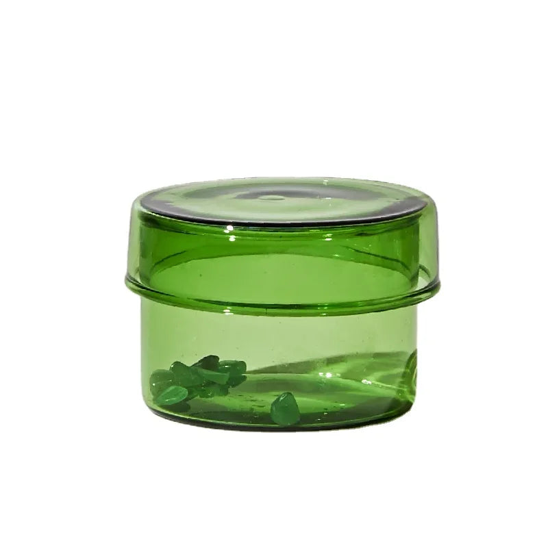 boîtes rangement verre transparentes modernes couleurs vert orange jaune rose clips papier respectueux environnement