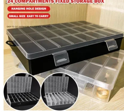 boîte rangement transparente 24 compartiments modernes bijoux organisation pratique anneaux suspendus