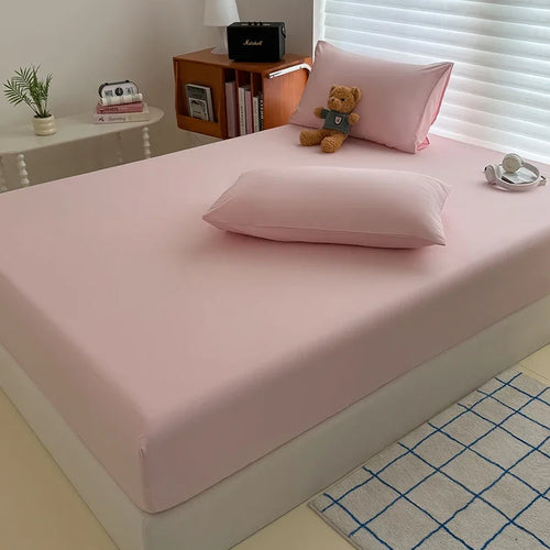 housse lit simple double king queen rose clair coton polyester moderne drap housse matelas