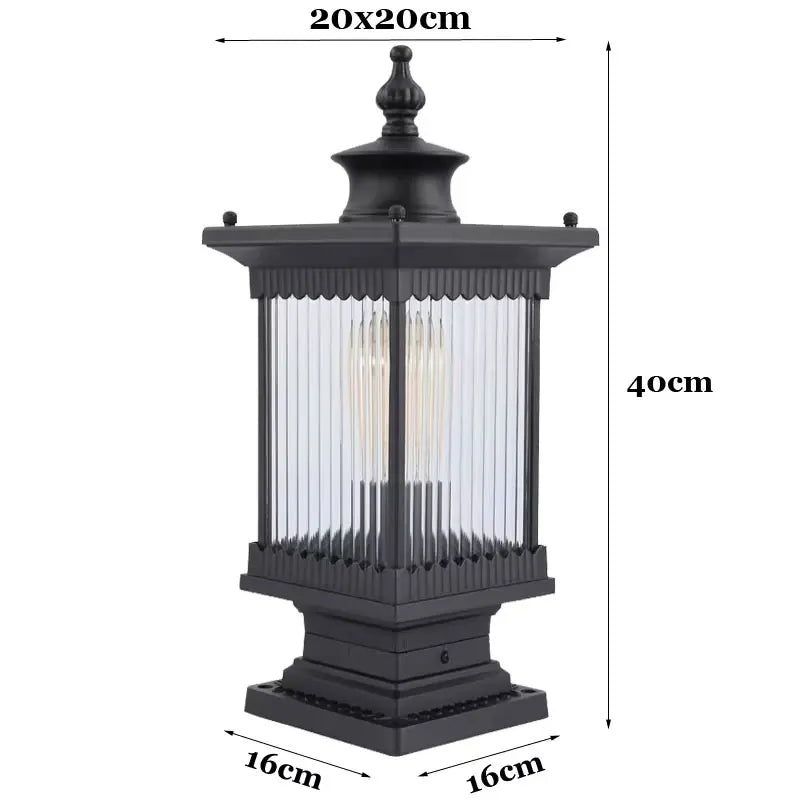 lampe jardin classique marron rayures verticales ip65 éclairage extérieur autonome e27 moderne