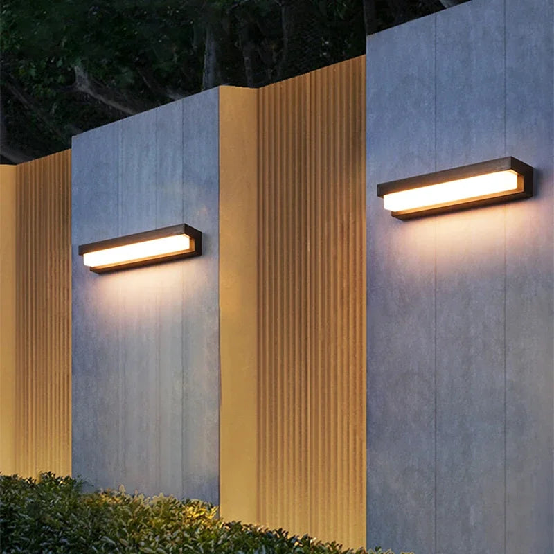 applique murale led moderne noir ip65 solaire aluminium extérieure minimaliste éclairage porche jardin balcon