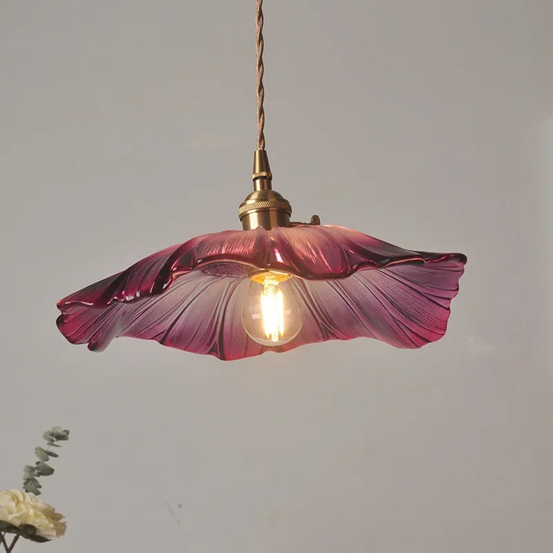 Suspension fleur vintage en verre vert