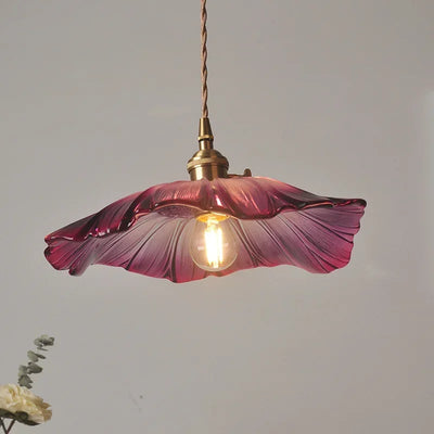Suspension fleur vintage en verre vert