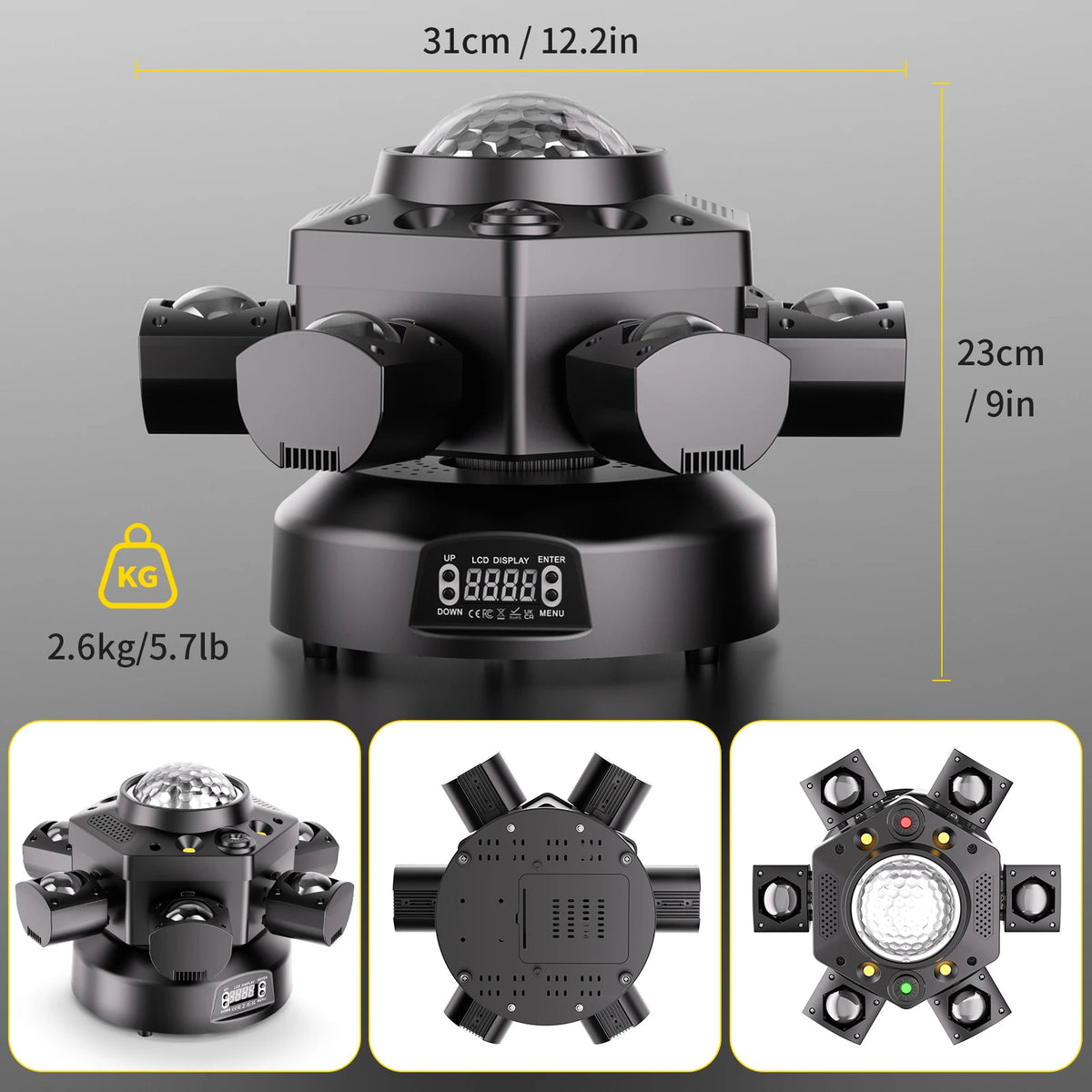 projecteur scène led noir moderne dmx affichage lcd up down
