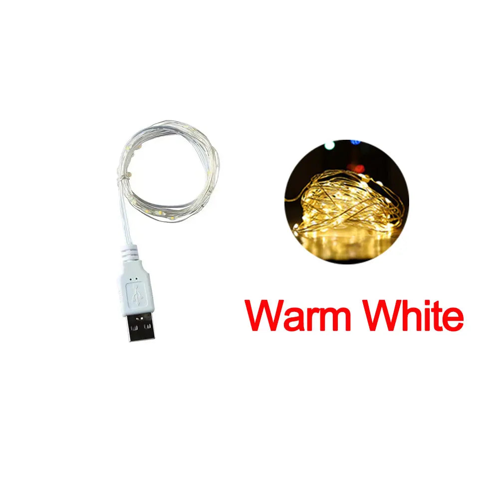 guirlande lumineuse led fil cuivre imperméable 1m 2m 3m multicolore blanc moderne festive mariage