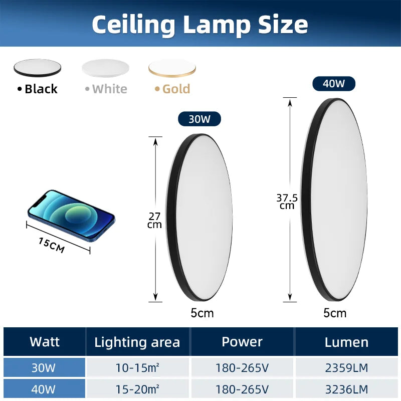 lampe led moderne télécommande 220v ip65 étanche noir blanc 37.5cm