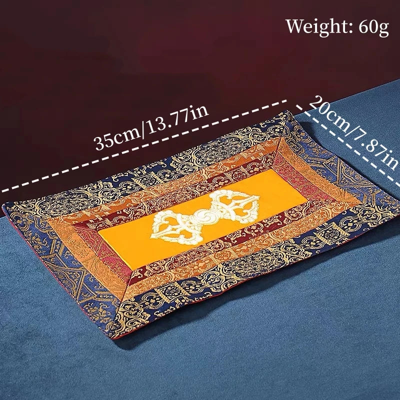 serviette table brodée ornements floraux orange bleu marine rouge classique fait main pâques table