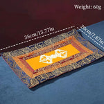 serviette table brodée ornements floraux orange bleu marine rouge classique fait main pâques table