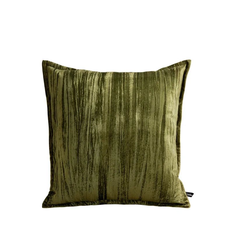 housse coussin carré velours rayé marron gris vert olive décorative canapé lit moderne