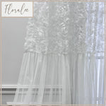 rideau blanc fleurs relief tulle romantique élégant anneaux chambre maison