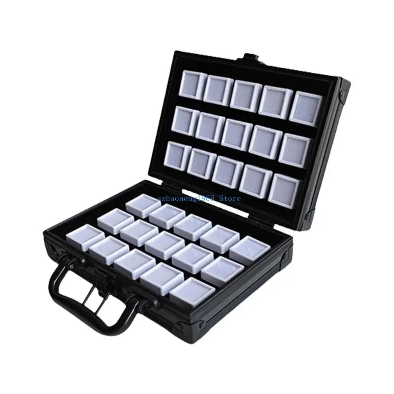 boîte rangement bijoux noir velours pratique poignée 24 compartiments portables cadeaux hommes