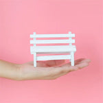 mini banc bois blanc simple décoration intérieure artisanal pastoral miniature jardin figuration