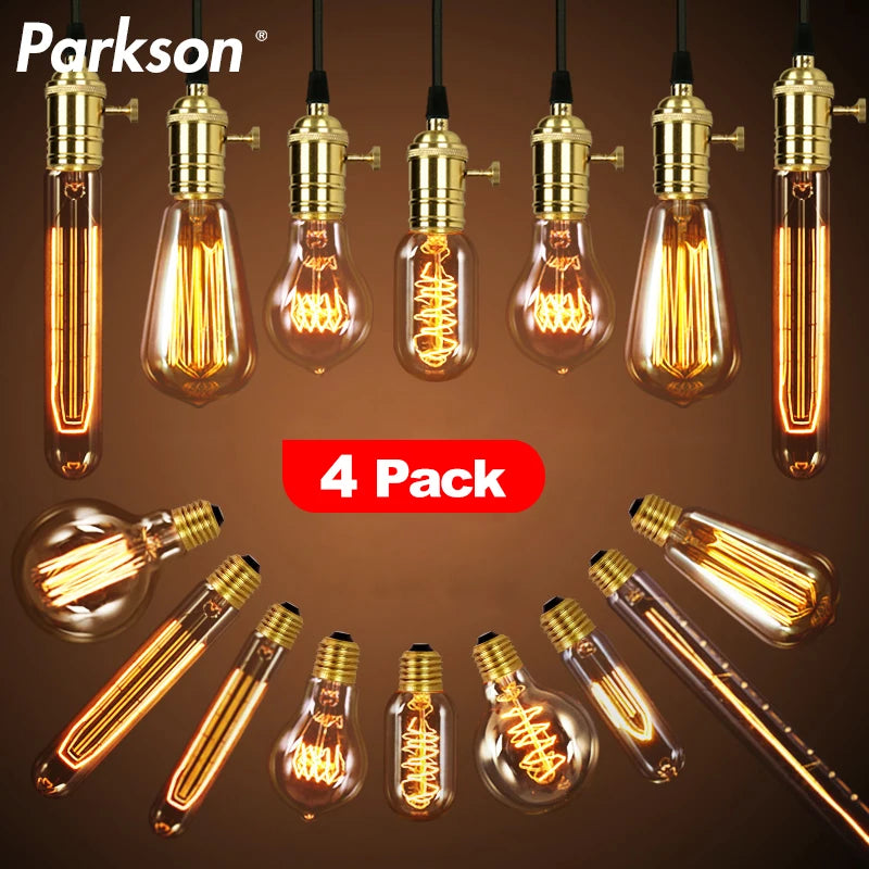 ampoules filament vintage spirales dorées transparentes écolues e27 40w 30000h vintage rétro
