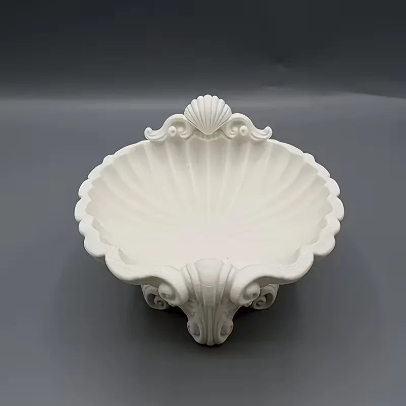 support bijoux coquillage blanc sculpté classique anneaux dorés salle bain facile nettoyer respectueux environnement