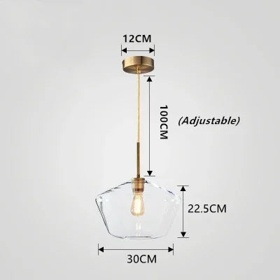 lampe suspendue moderne transparente chaîne dorée ampoule incluse flux lumineux variable certifications multiples sécurité