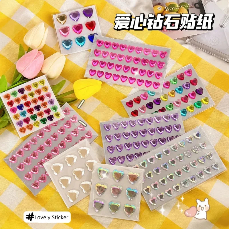 sticker 3d cœur transparent brillant moderne décoratif adhésif scrapbooking étudiant fournitures art
