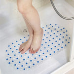 tapis bain antidérapant pvc moderne transparent ventouses bleues salle bain large 67cm 375cm