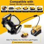 lampe travail pliable led rechargeable batterie lithium 18v 20v indicateur charge crochets moderne noire